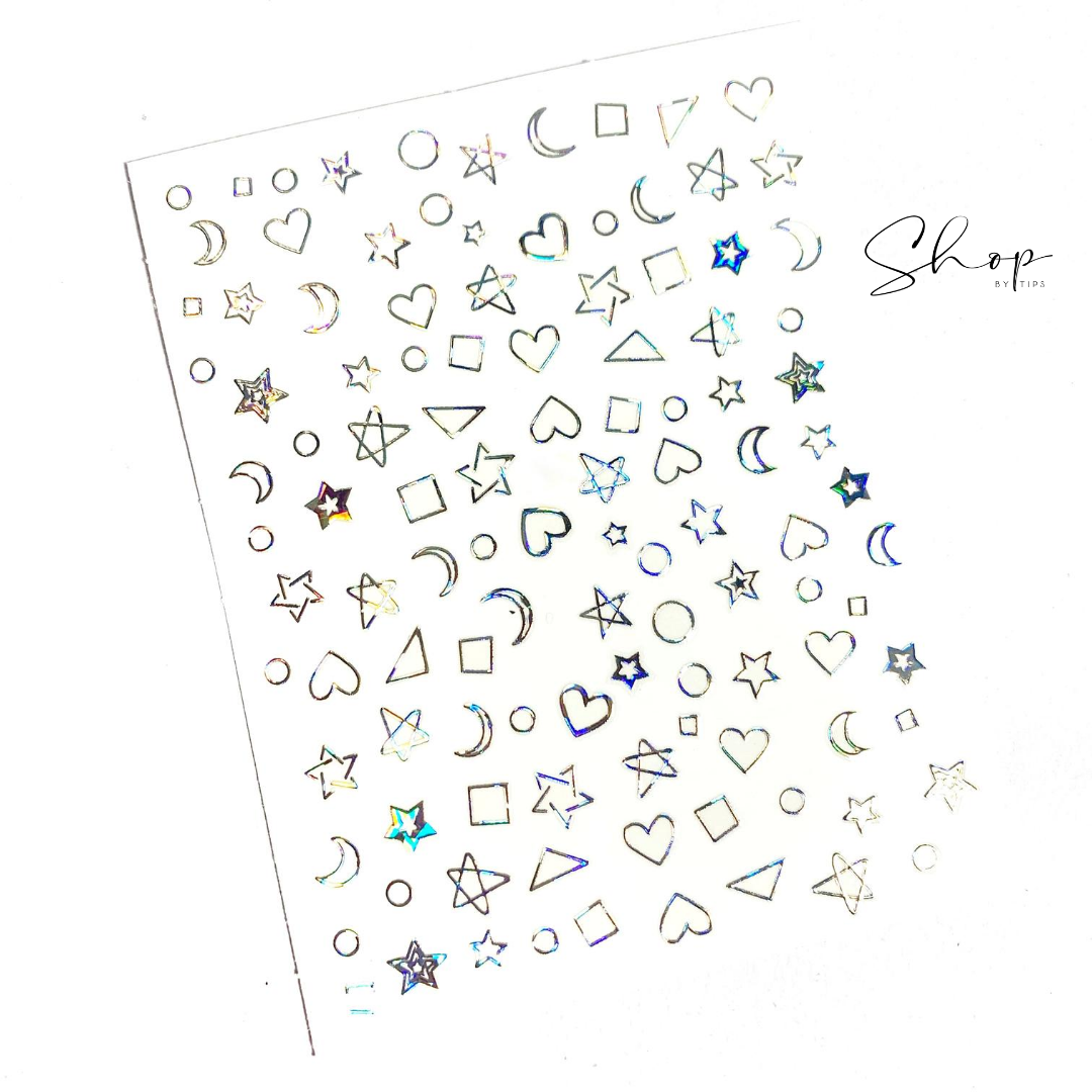 Silver Holographic Outline Figures