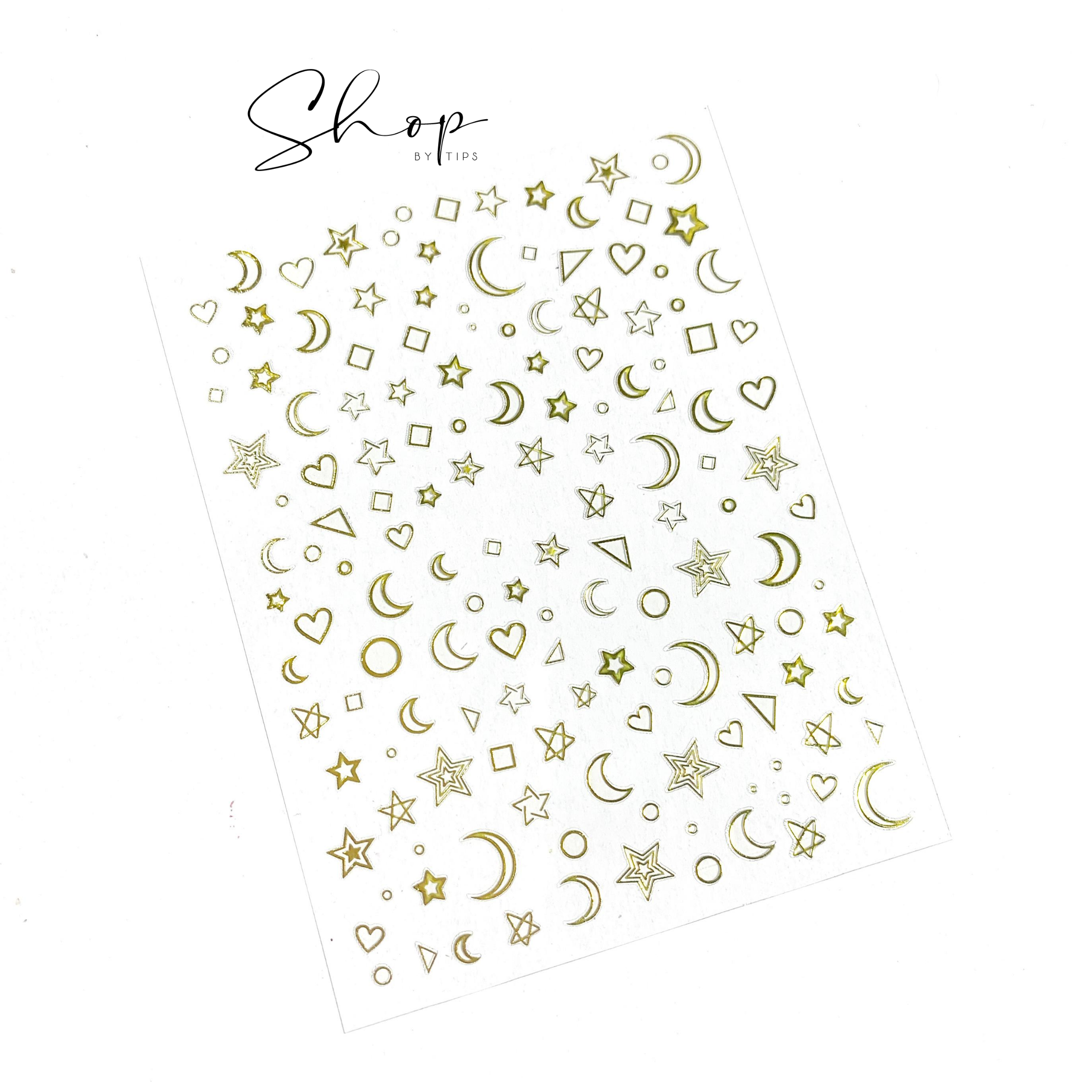 Gold Outline Moon & Stars