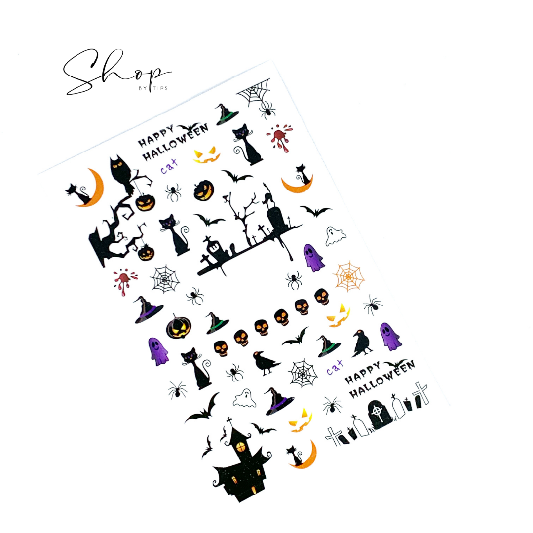 Halloween Cat Nail Art